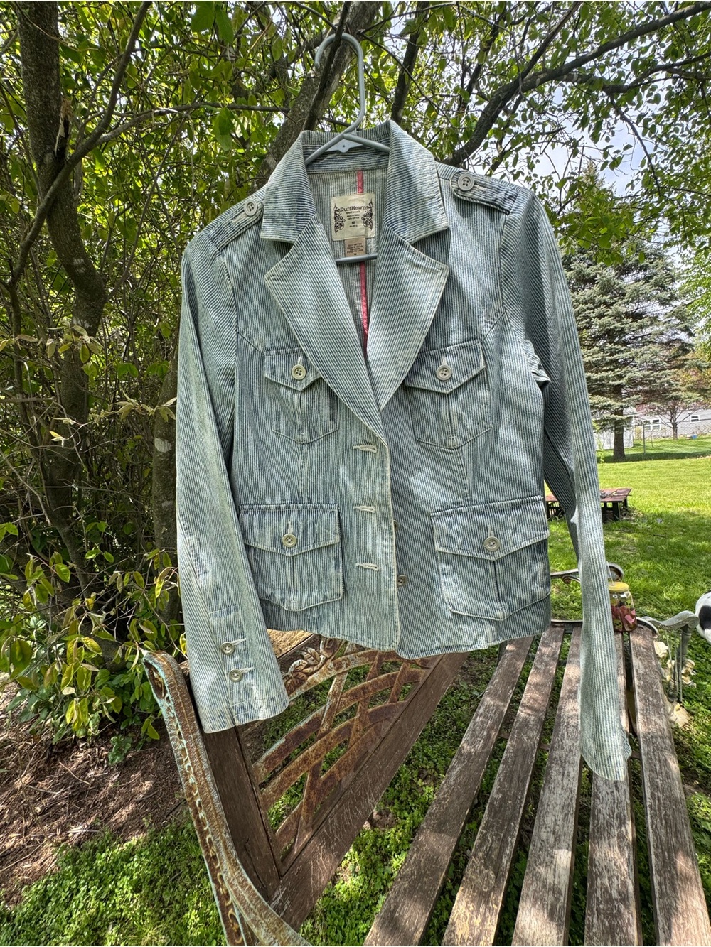 Ruff Hewn Light Blue Jean Military-Style Jacket
